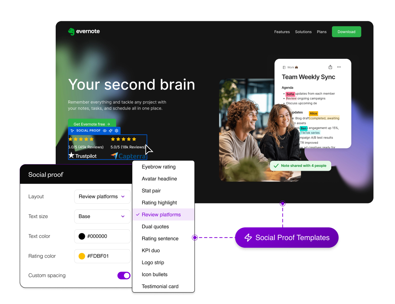 Build with 10+ social proof templates
